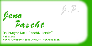 jeno pascht business card